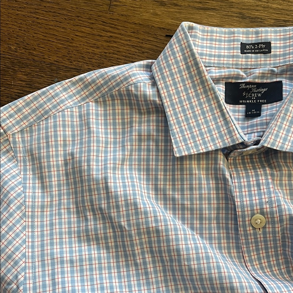 Thompson Shirtings by J. Crew Blue and White Checkered Dress Shirt